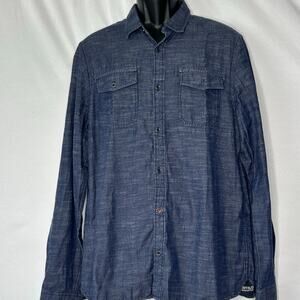 Buffalo David Bitton Men’s Chambray Denim Button-Up Shirt Size L Normcore dad